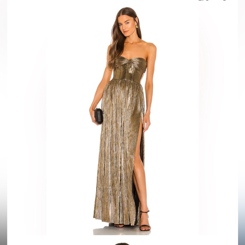 New | Bronx and Banco Florence Strapless Gown | Gold Bronze | US 6